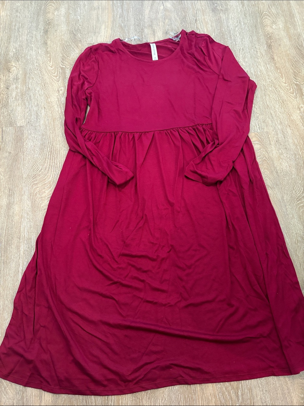 Zenana Outfitters Burgundy Long-Sleeve Babydoll Dress